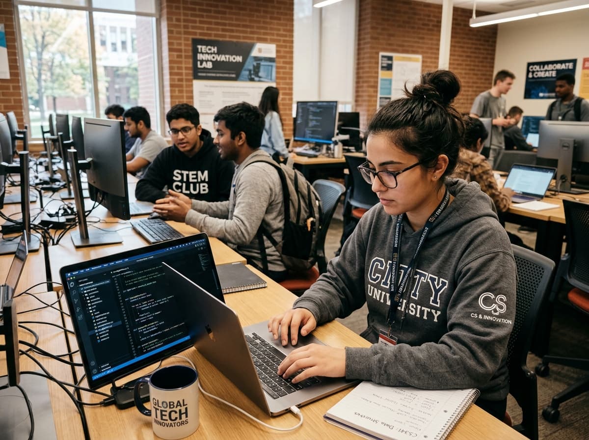 Students coding together in Venite tech laboratory